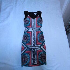 Bisou Bisou Printed Sheath Dress Size 2‎ - Blue/Coral